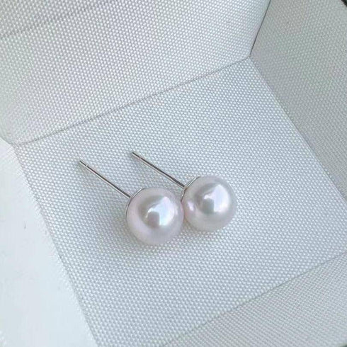 8-8.5mm Akoya Pearl Stud Earrings Sterling Silver - House Of Pearls